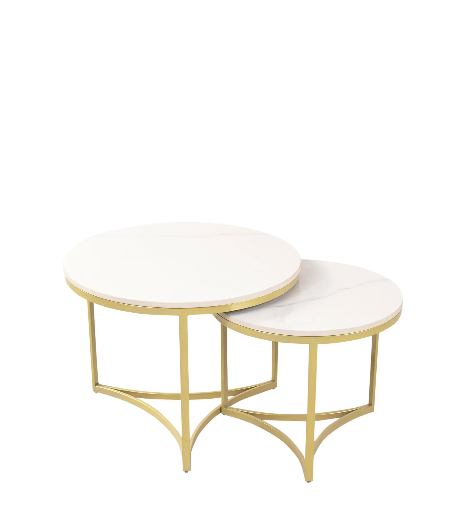 Gold Round Coffee Table Set of 2
