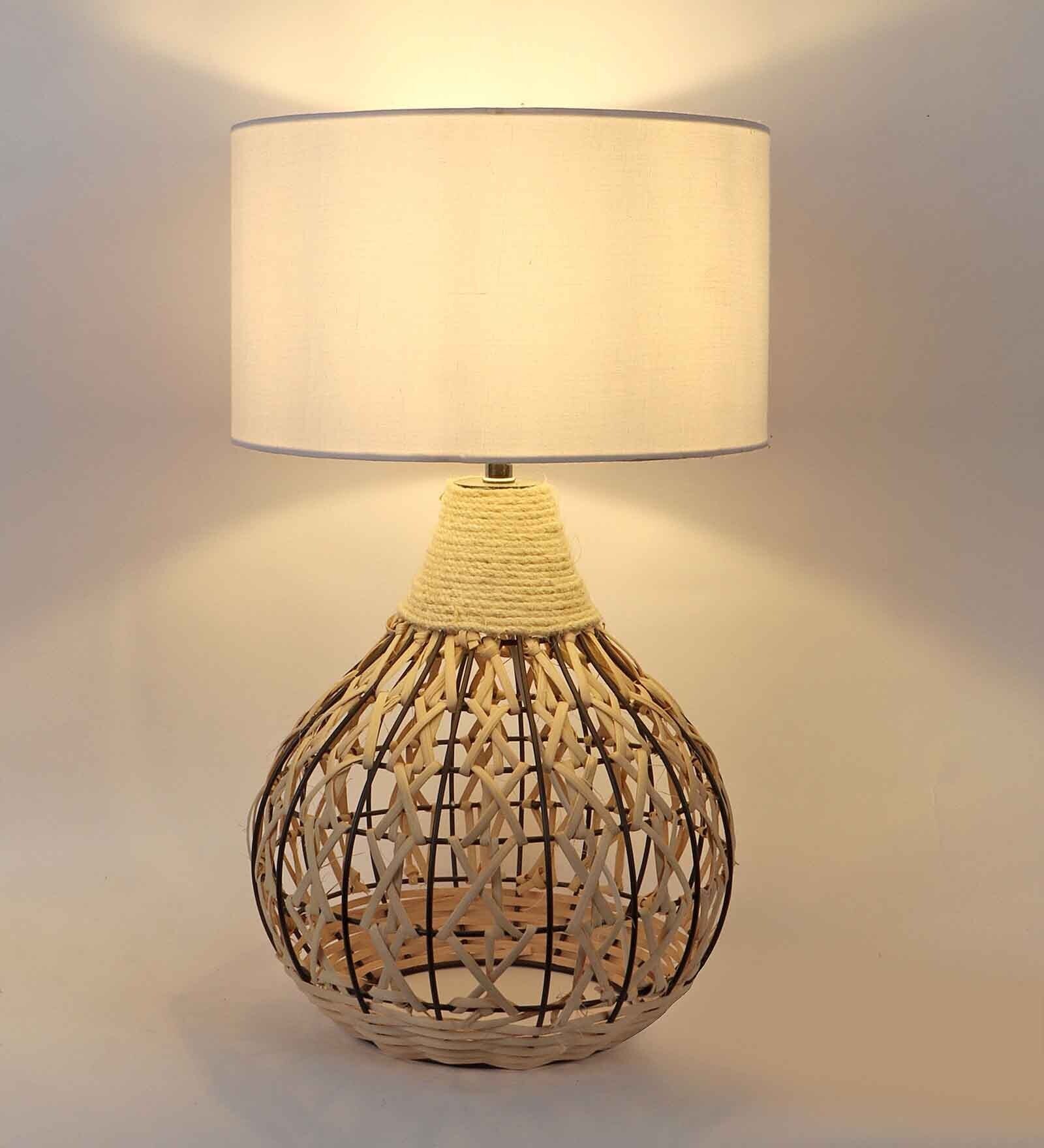 Fabric Bambo Rope Table Lamp With Shade