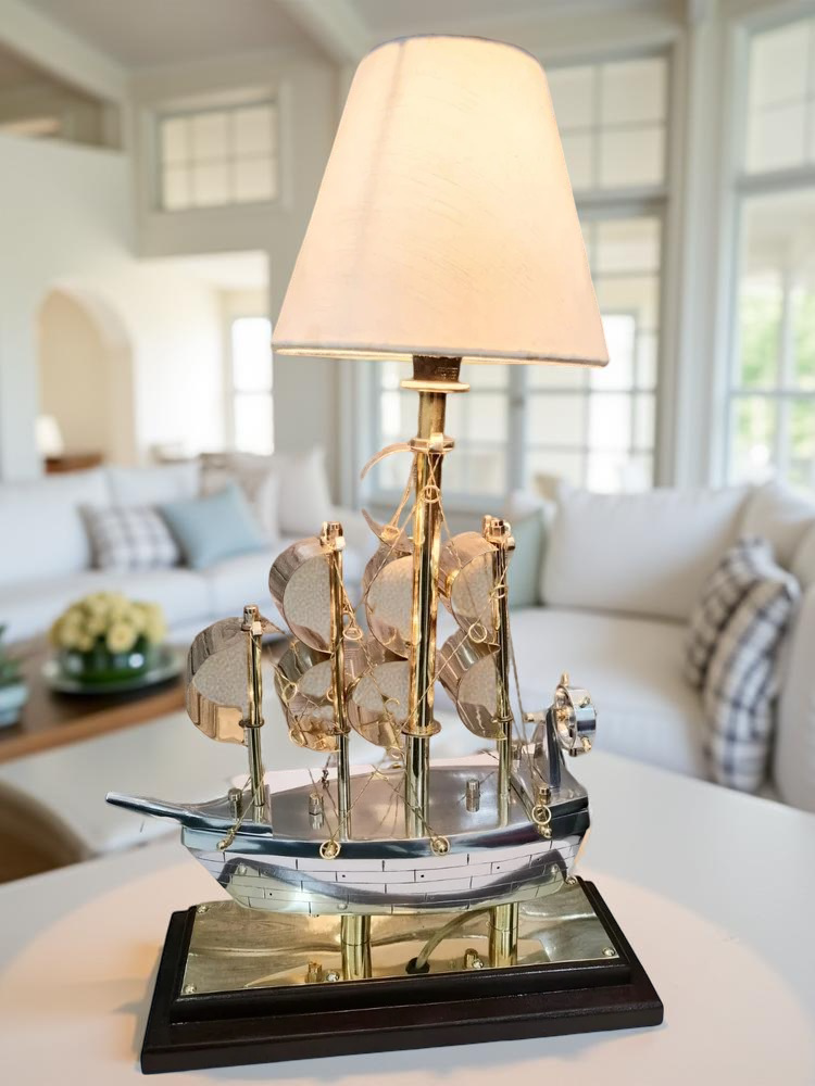 Modern Brass Ship Lamp Home Decoration Showpiece
