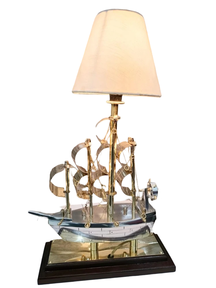 Modern Brass Ship Lamp Home Decoration Showpiece