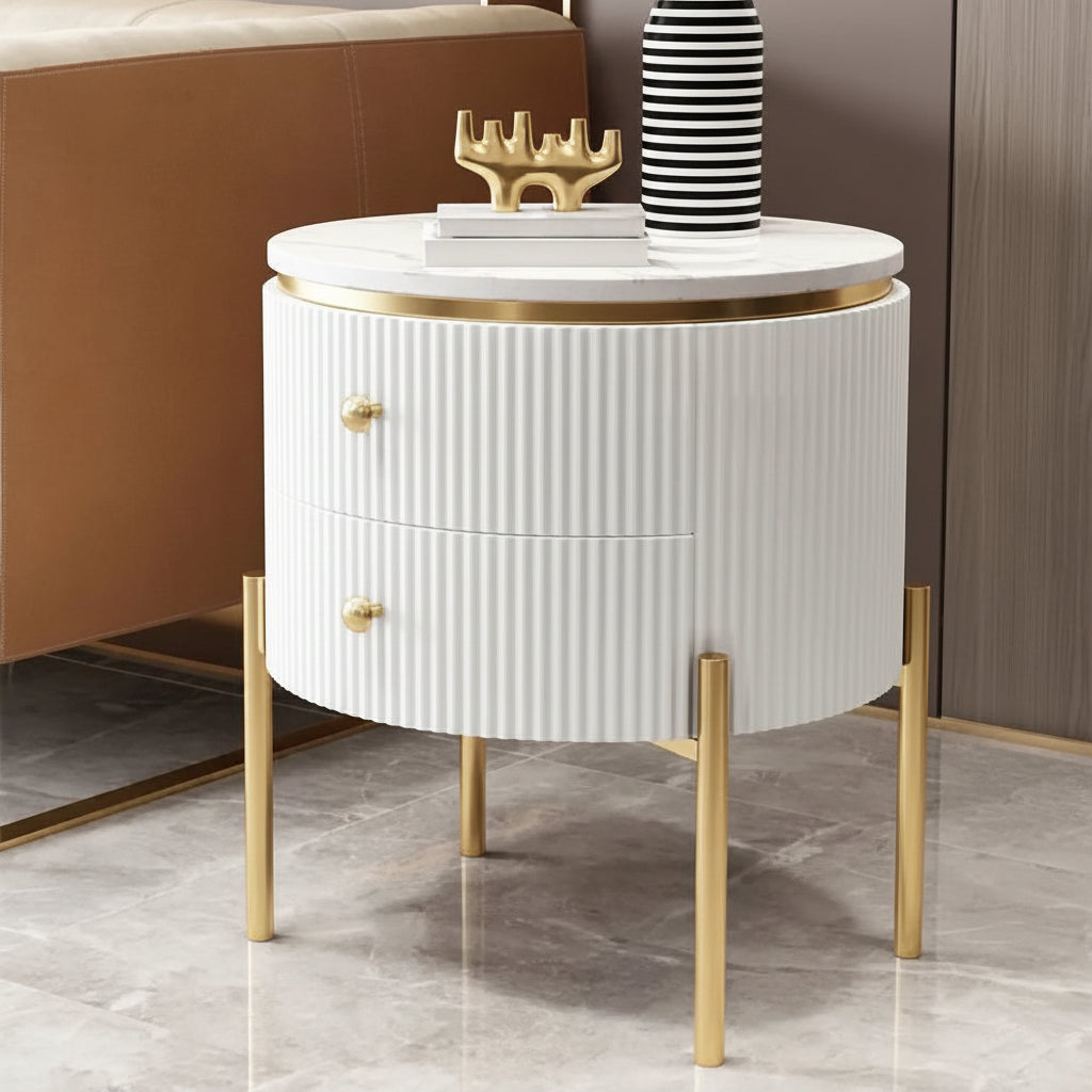 Round Marble Storage Side Table