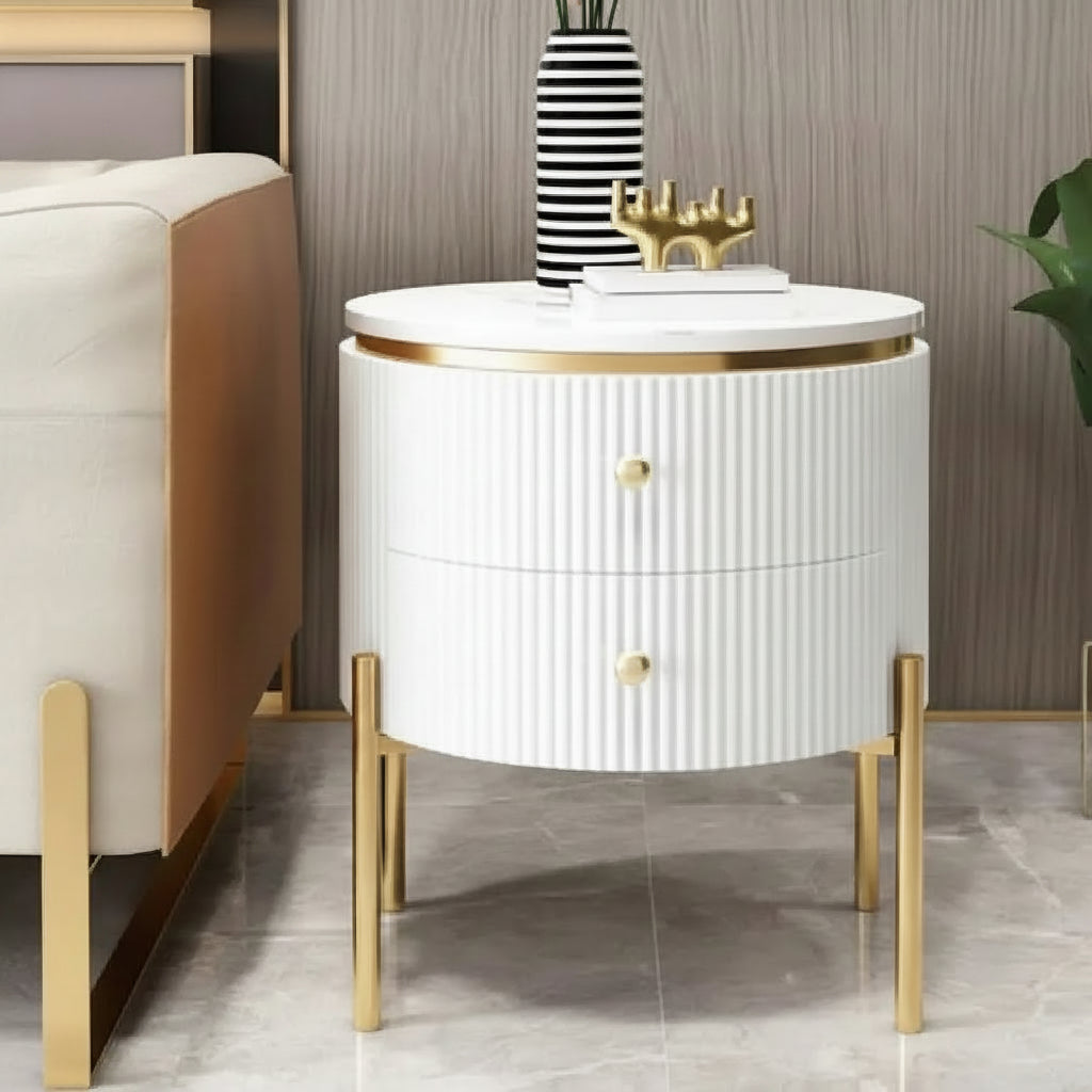 Round Marble Storage Side Table