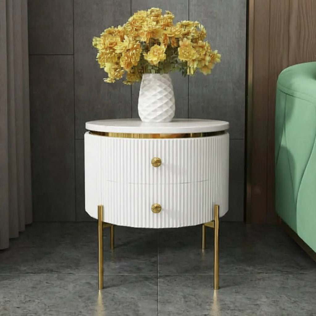 Round Marble Storage Side Table