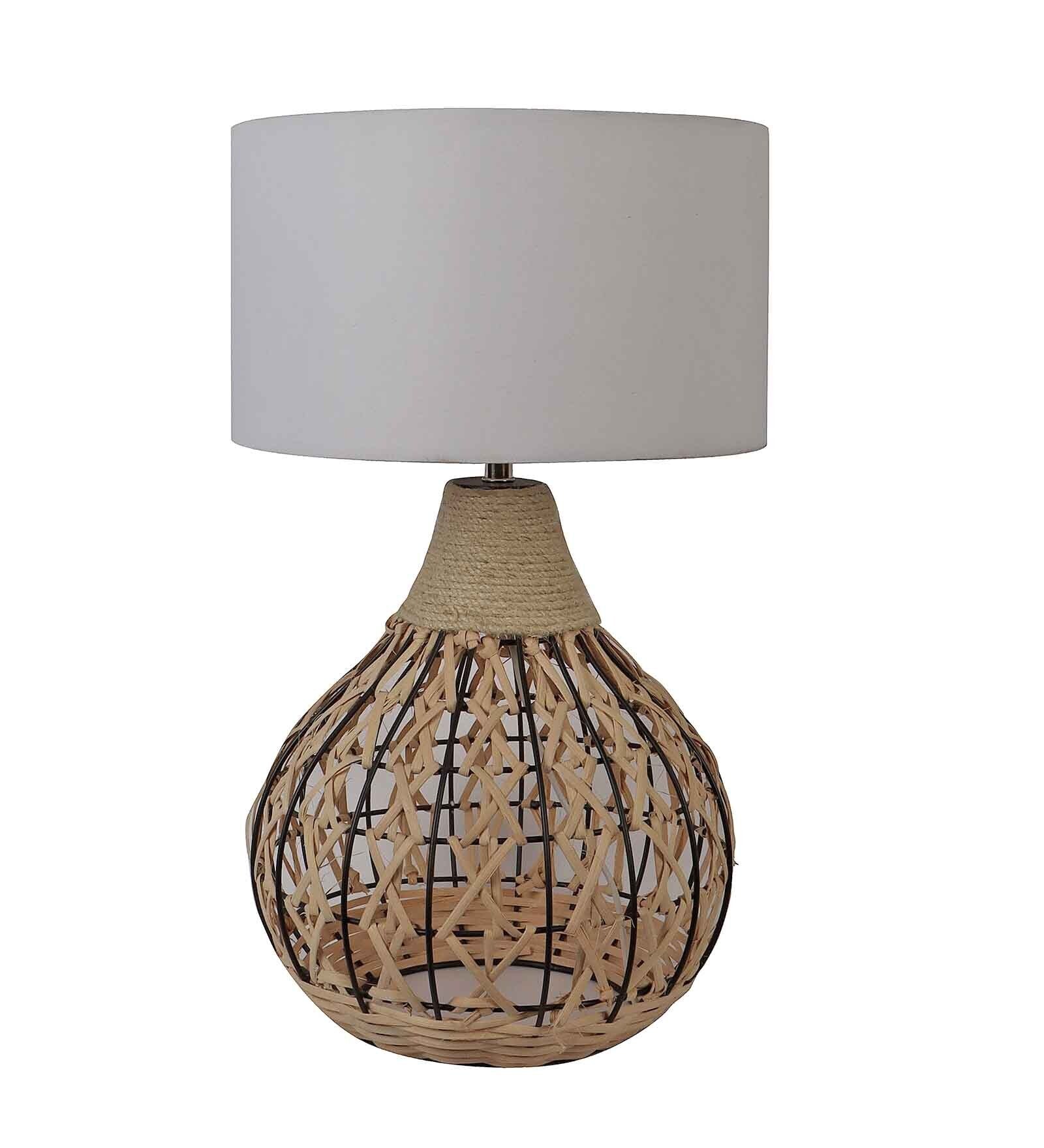 Fabric Bambo Rope Table Lamp With Shade