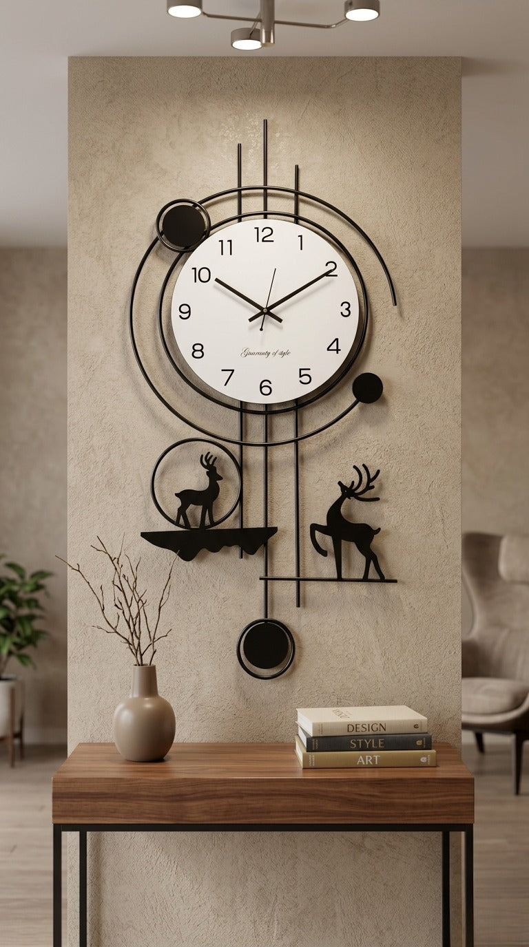 Modern Wildlife Round Wall Clock