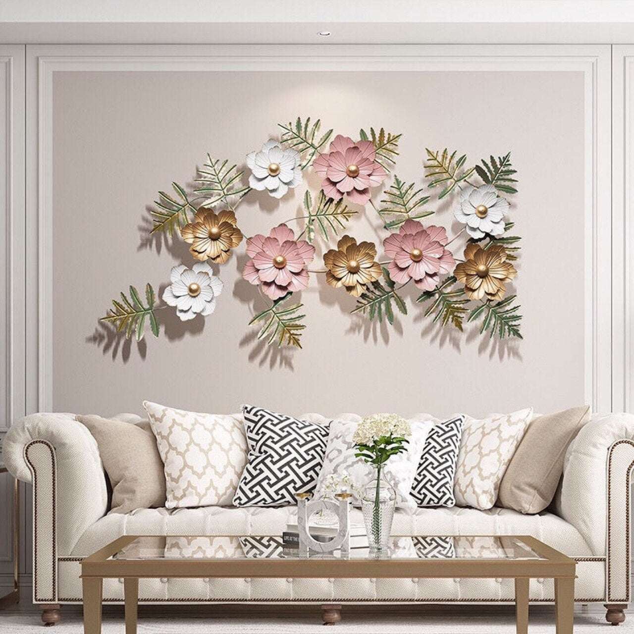 Floral Pink Metal Wall Art