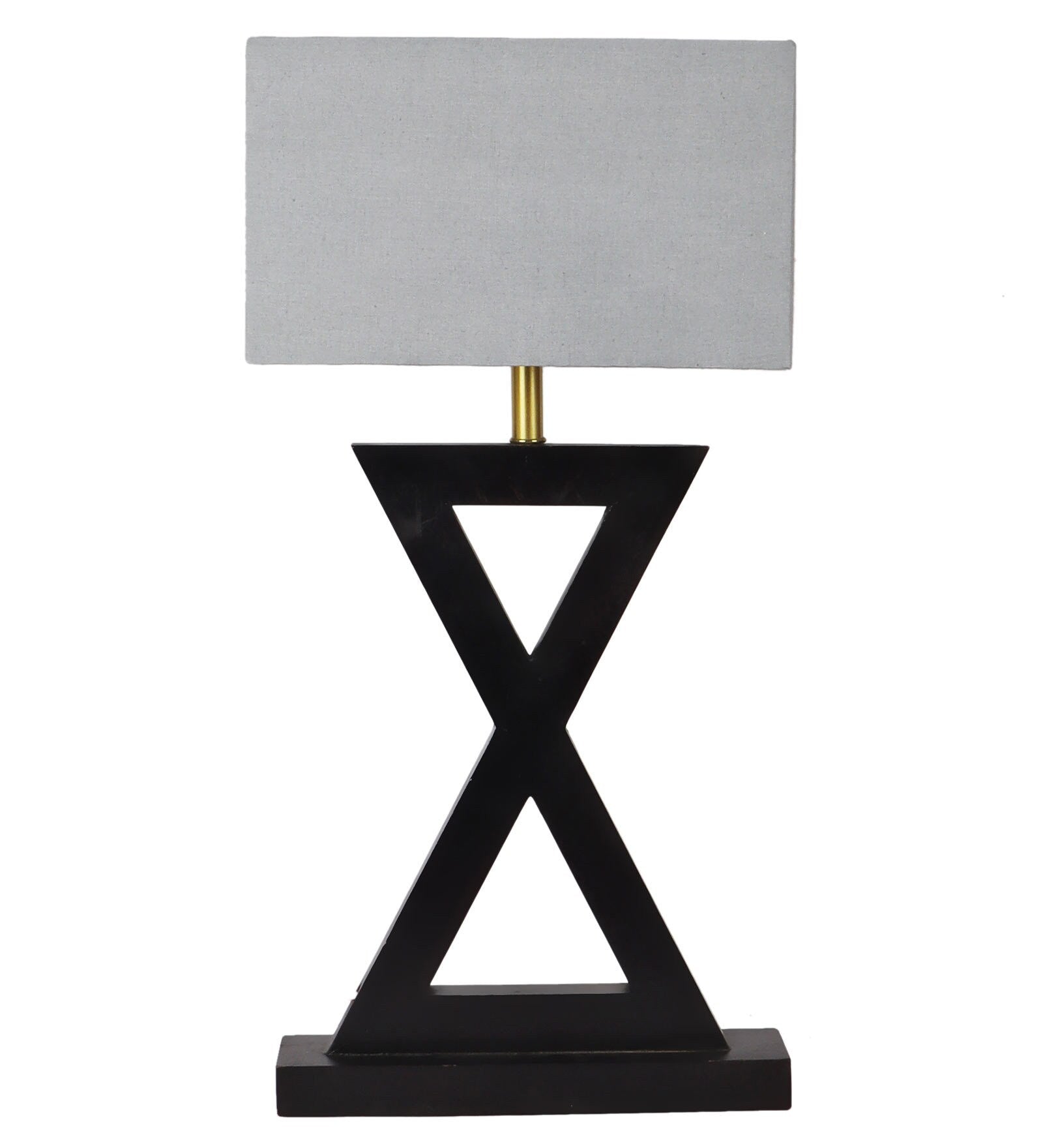 Soomin Grey Fabric Shade Table Lamp With Natural Base