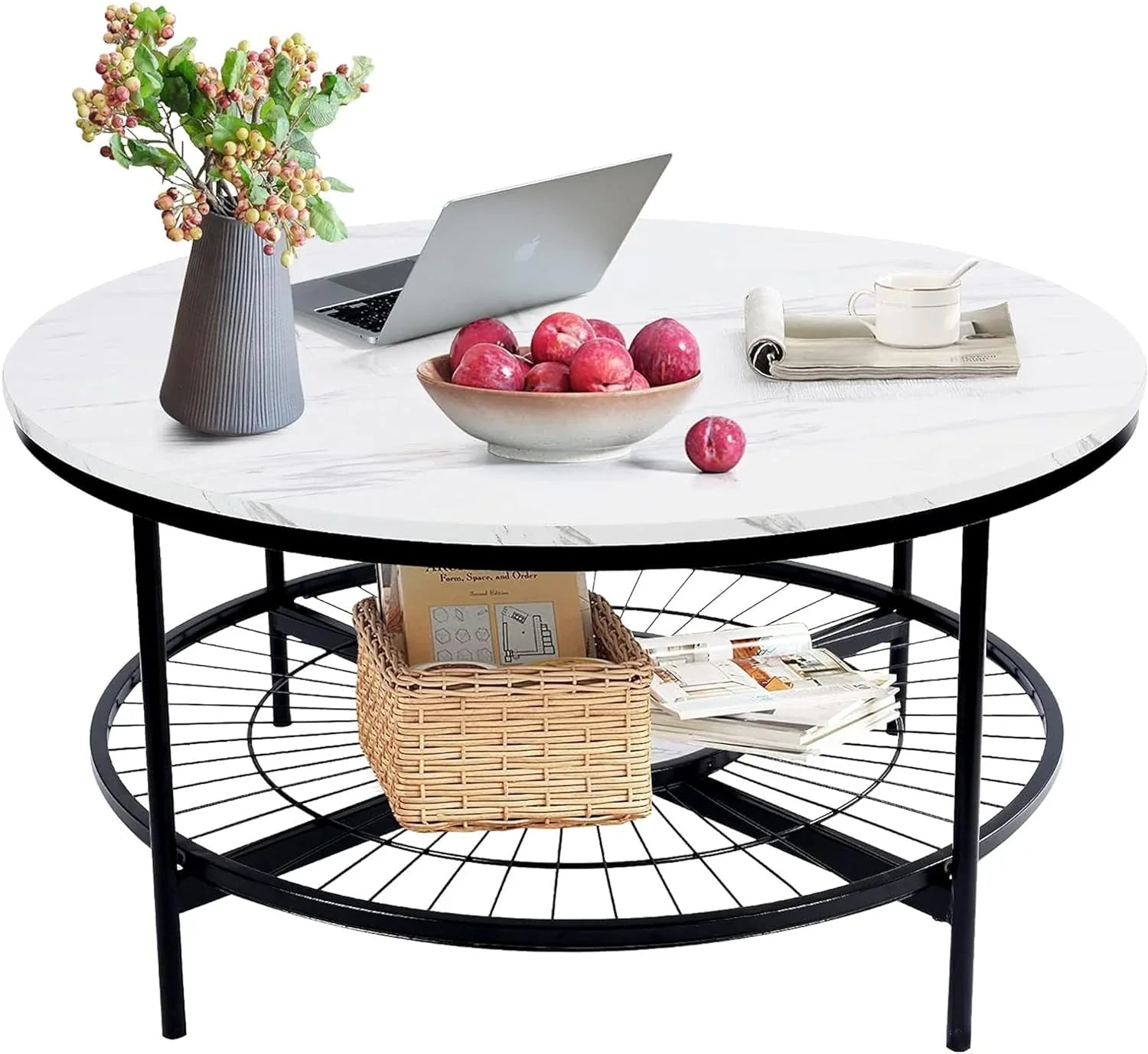 Modern Black Frame Marble Center Table