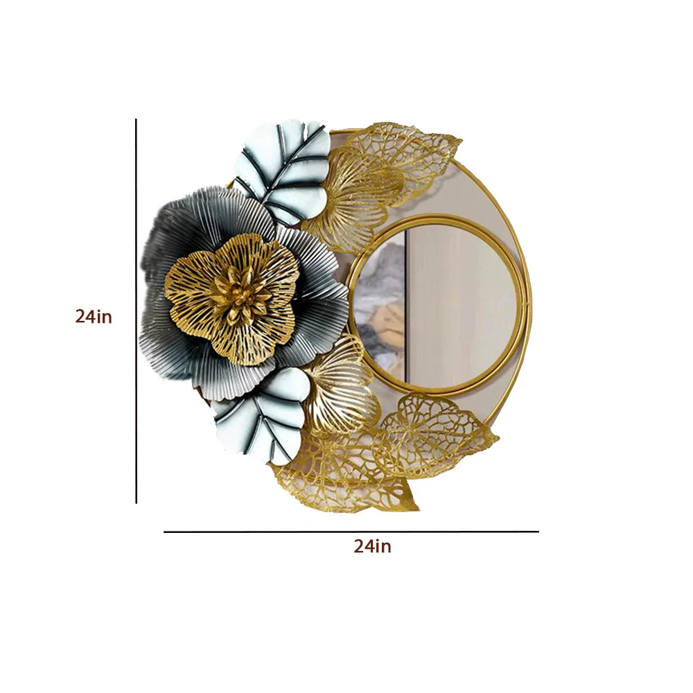 Flora Round Mirror Wall Art