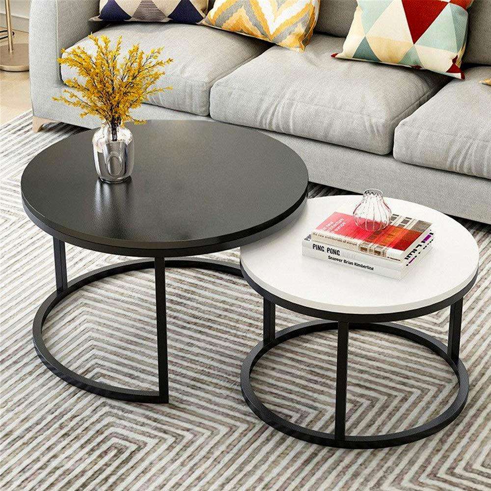 Black Round Coffee Table (Set of 2)