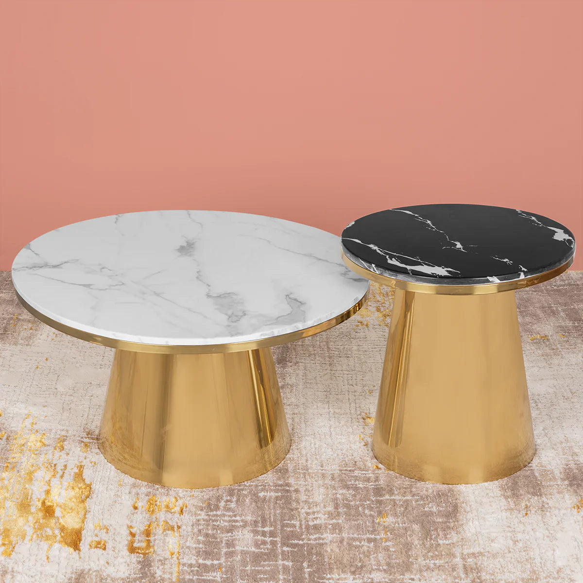 Luxury Fusion Coffee Table Set of 2 (Stainless Steel)