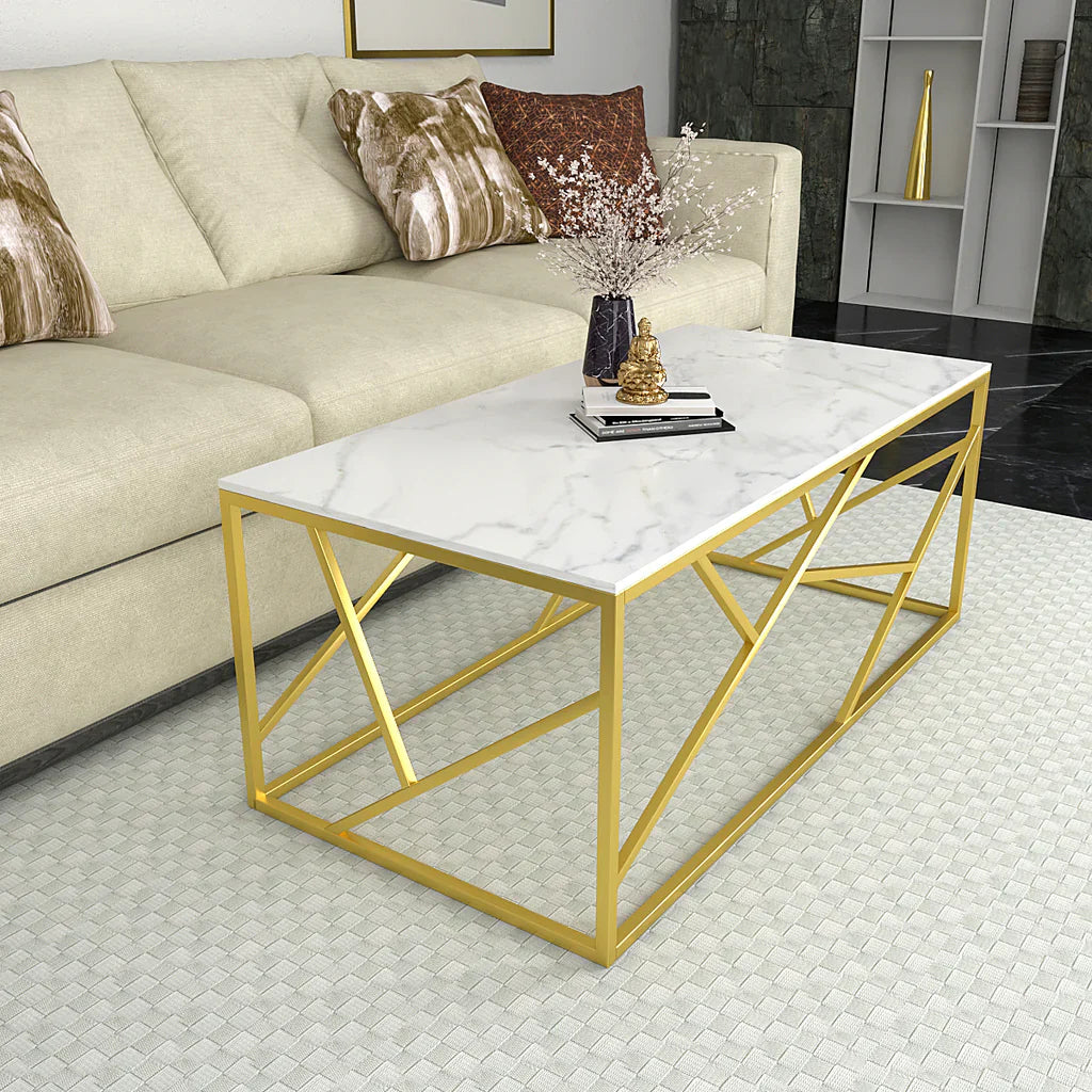 Rectangular Criss Cross Marble Center Table