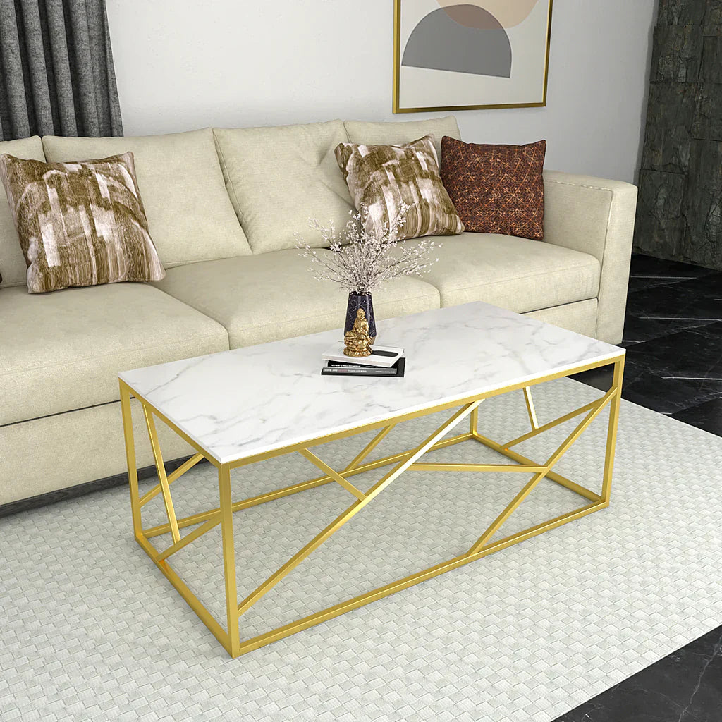 Rectangular Criss Cross Marble Center Table