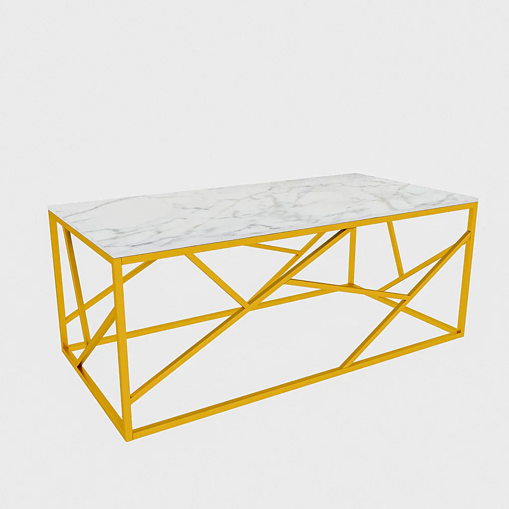 Rectangular Criss Cross Marble Center Table