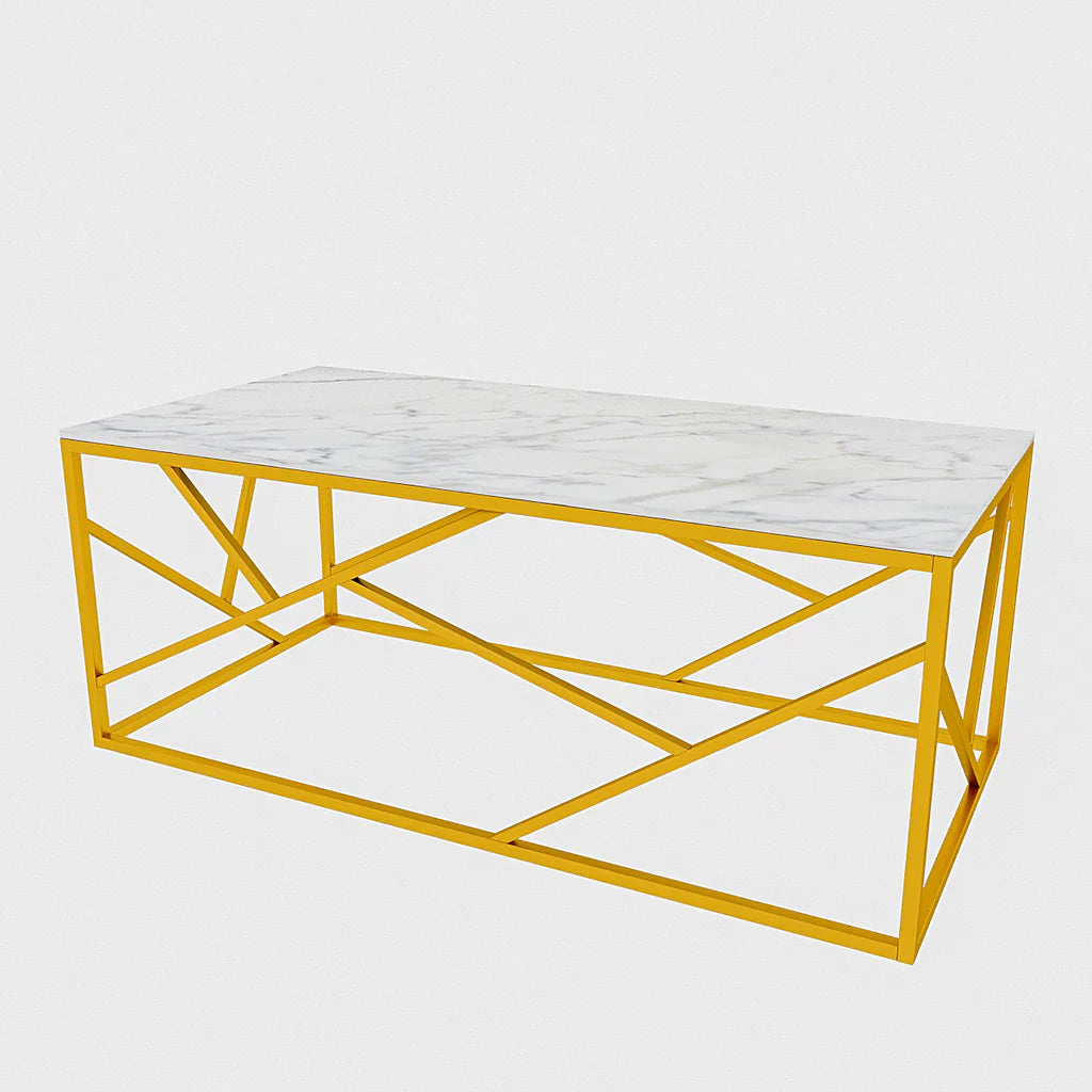 Rectangular Criss Cross Marble Center Table