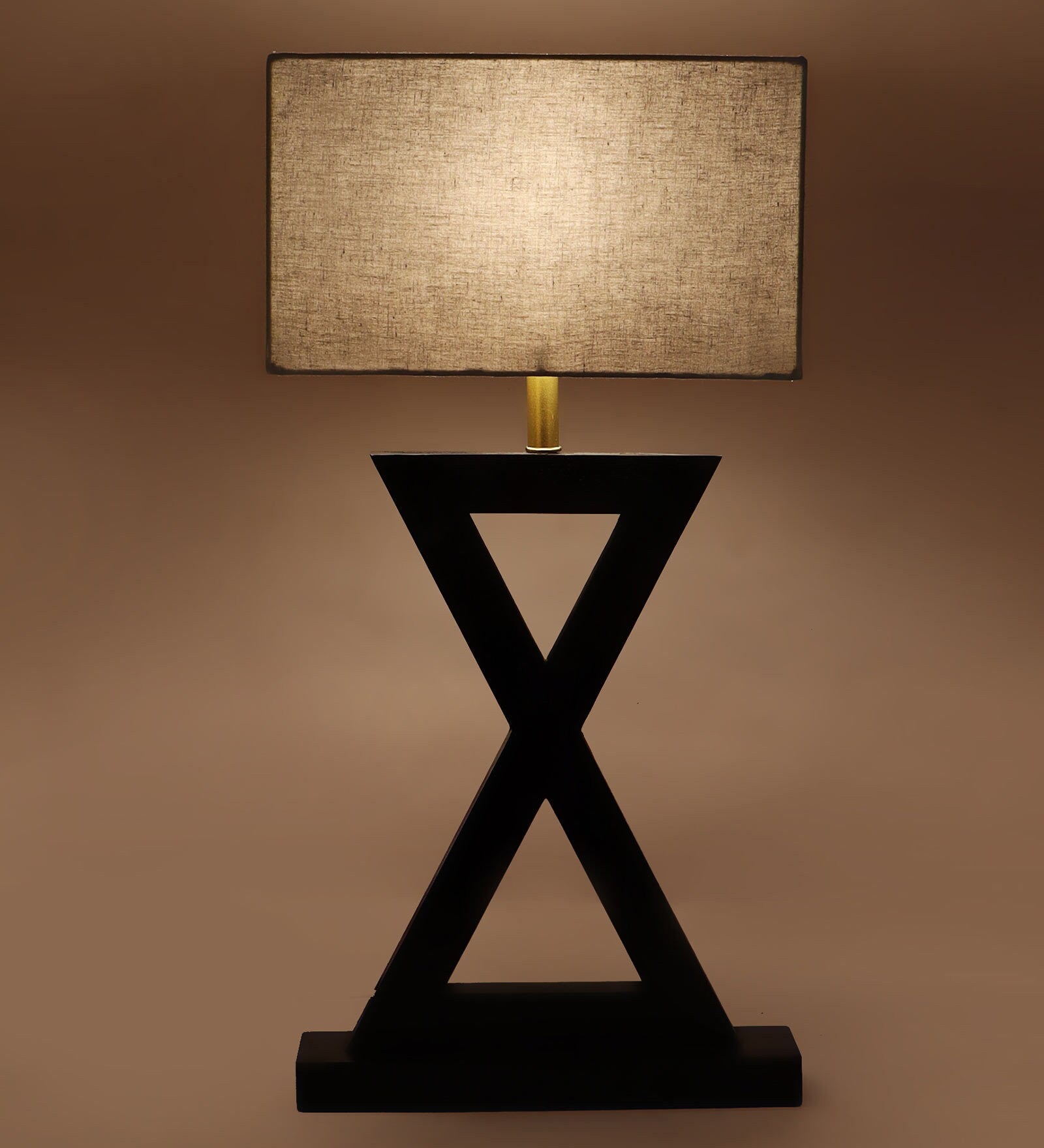Soomin Grey Fabric Shade Table Lamp With Natural Base