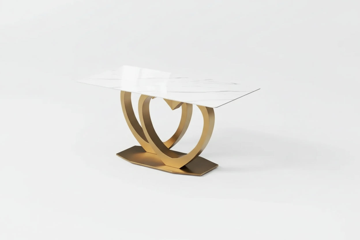 Heart Shape Marble Dining Table With Chairs