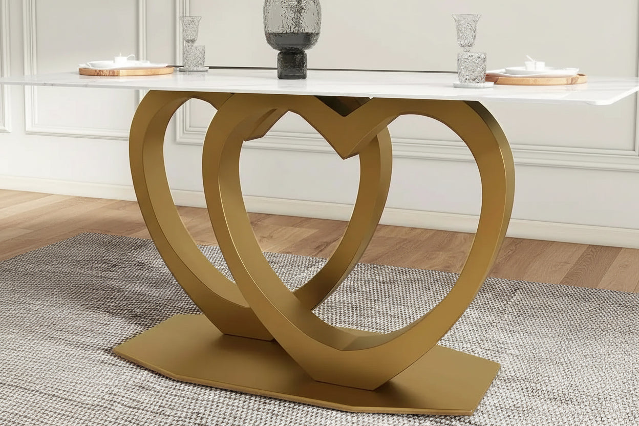 Heart Shape Marble Dining Table With Chairs