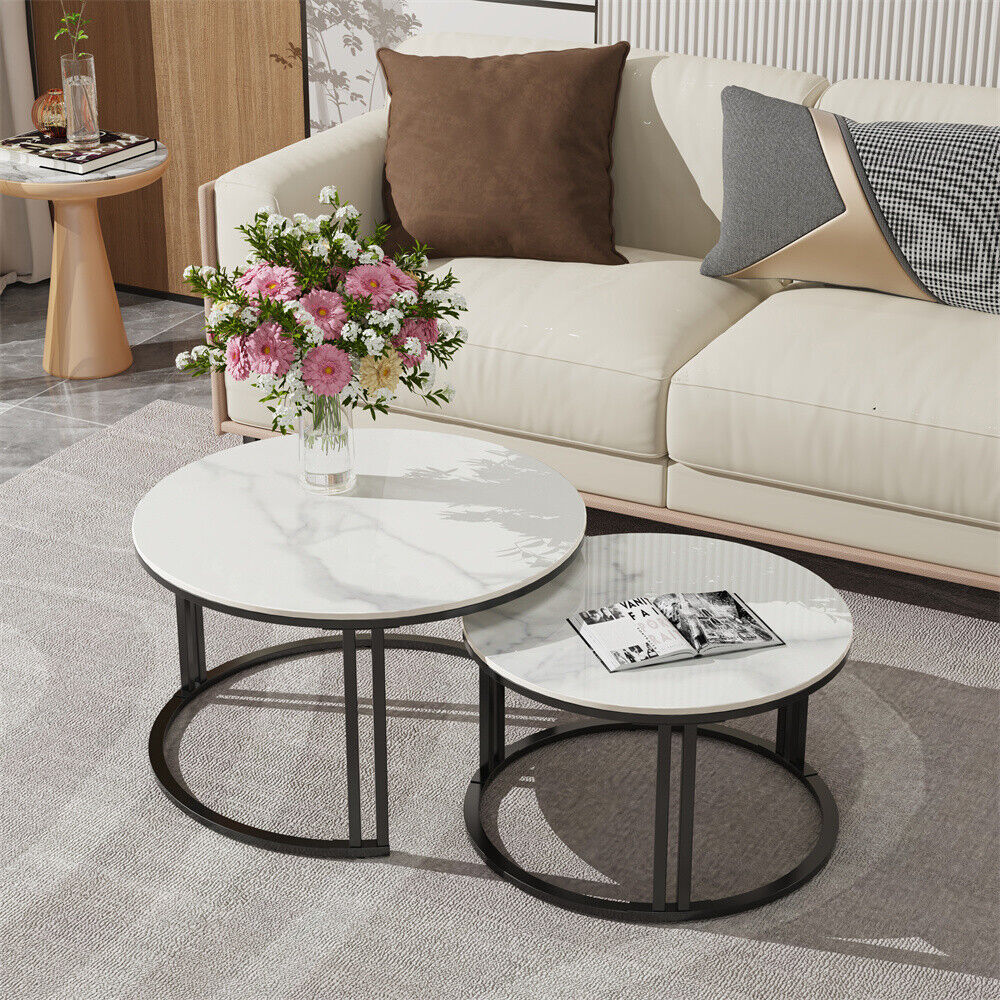 Classic Designer Round Coffee Table Set of 2
