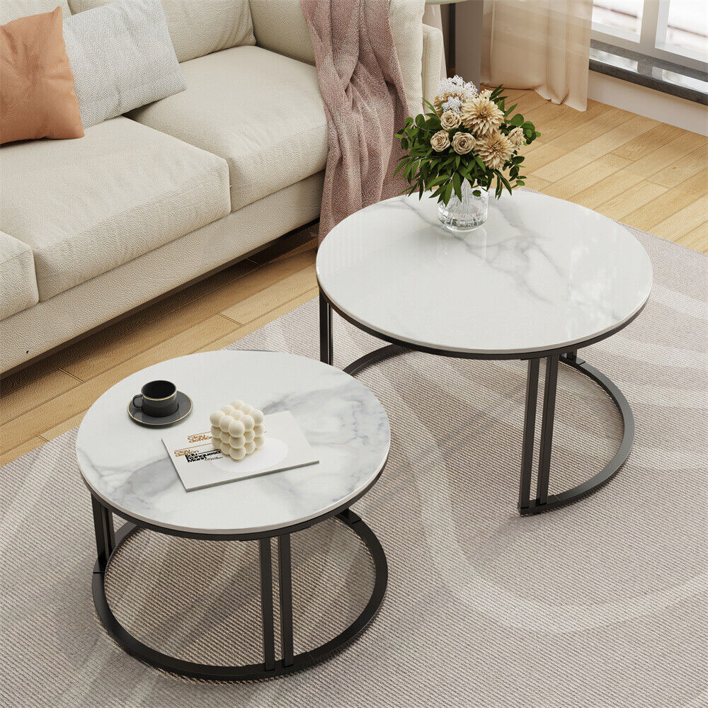 Classic Designer Round Coffee Table Set of 2
