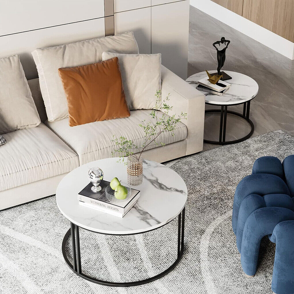 Classic Designer Round Coffee Table Set of 2