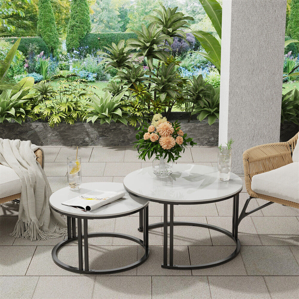 Classic Designer Round Coffee Table Set of 2