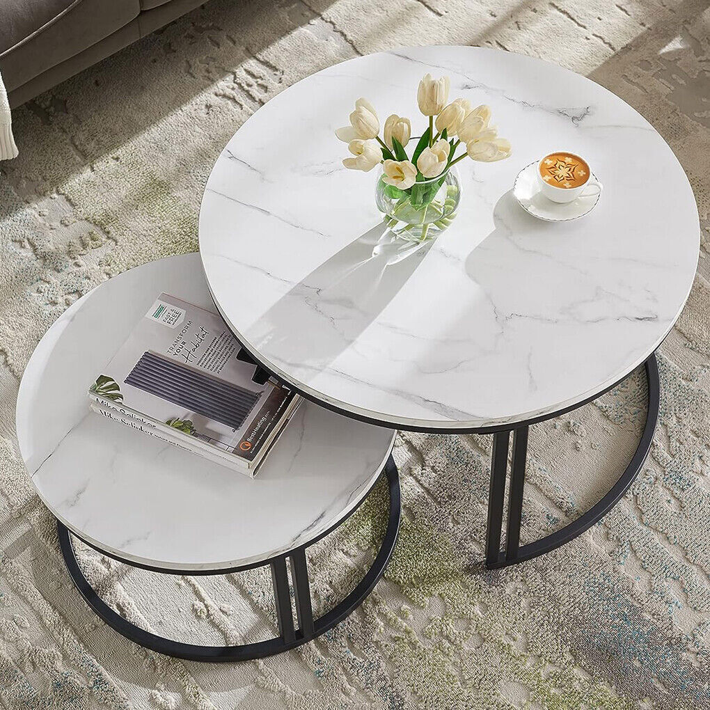 Classic Designer Round Coffee Table Set of 2