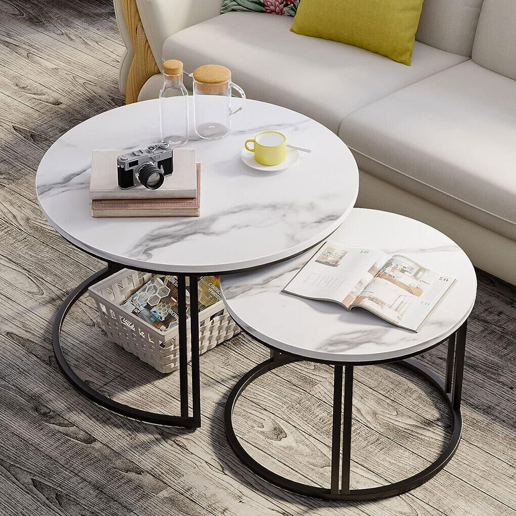 Classic Designer Round Coffee Table Set of 2