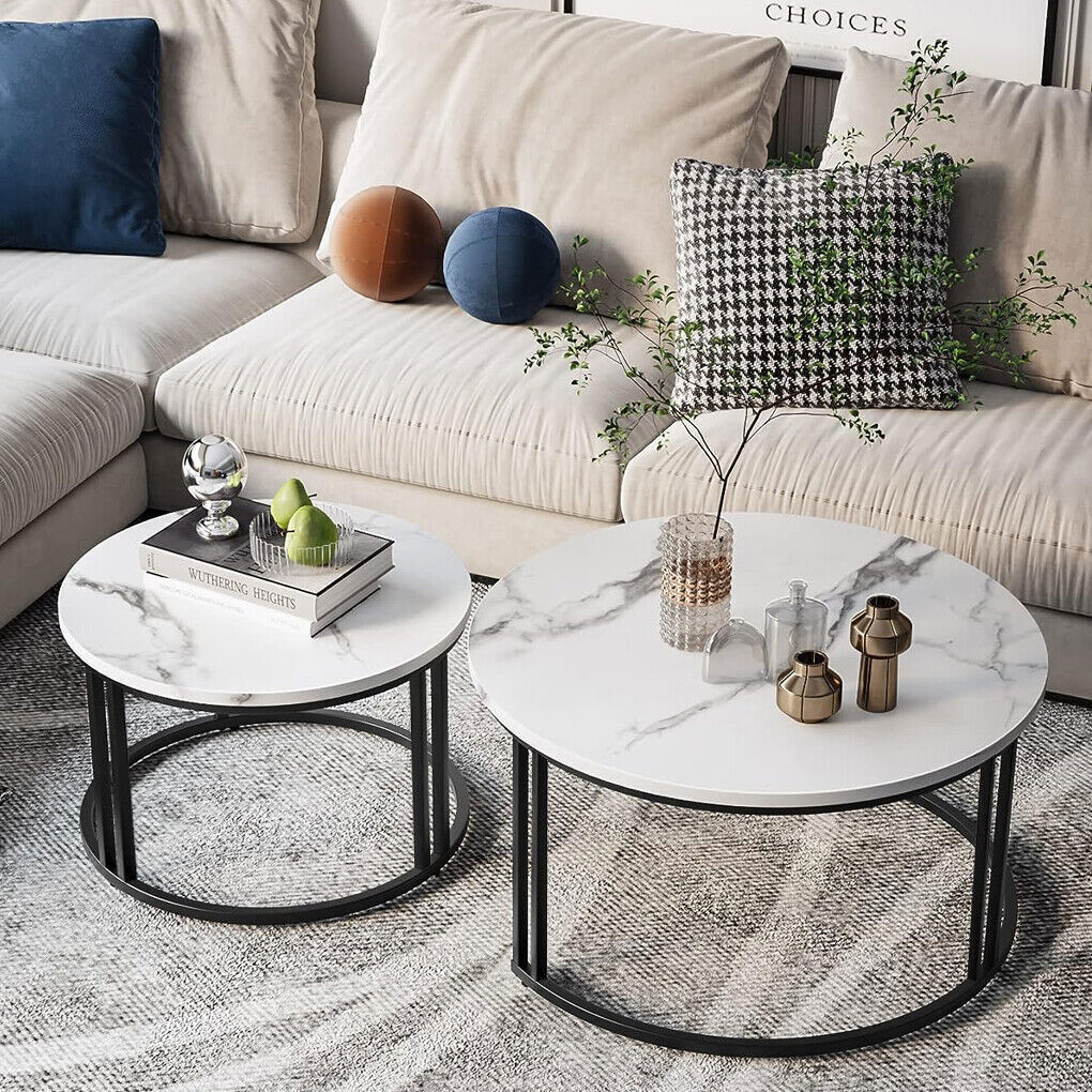 Classic Designer Round Coffee Table Set of 2