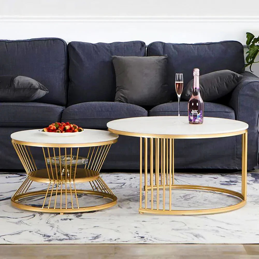 Gold Marble Coffee Table (Set of 2)