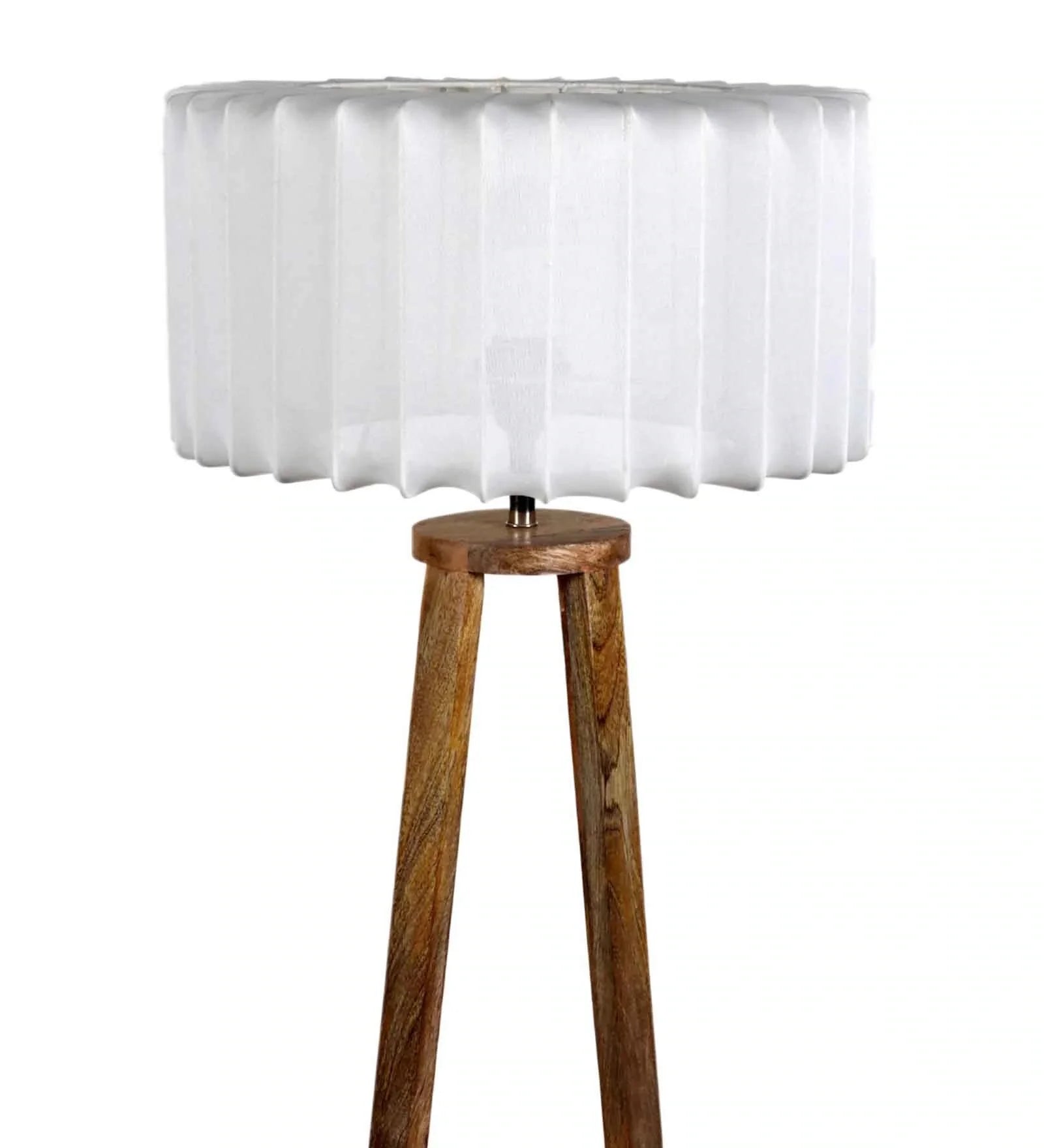 Tripod Floor Lamp With Wood Base For Living Room