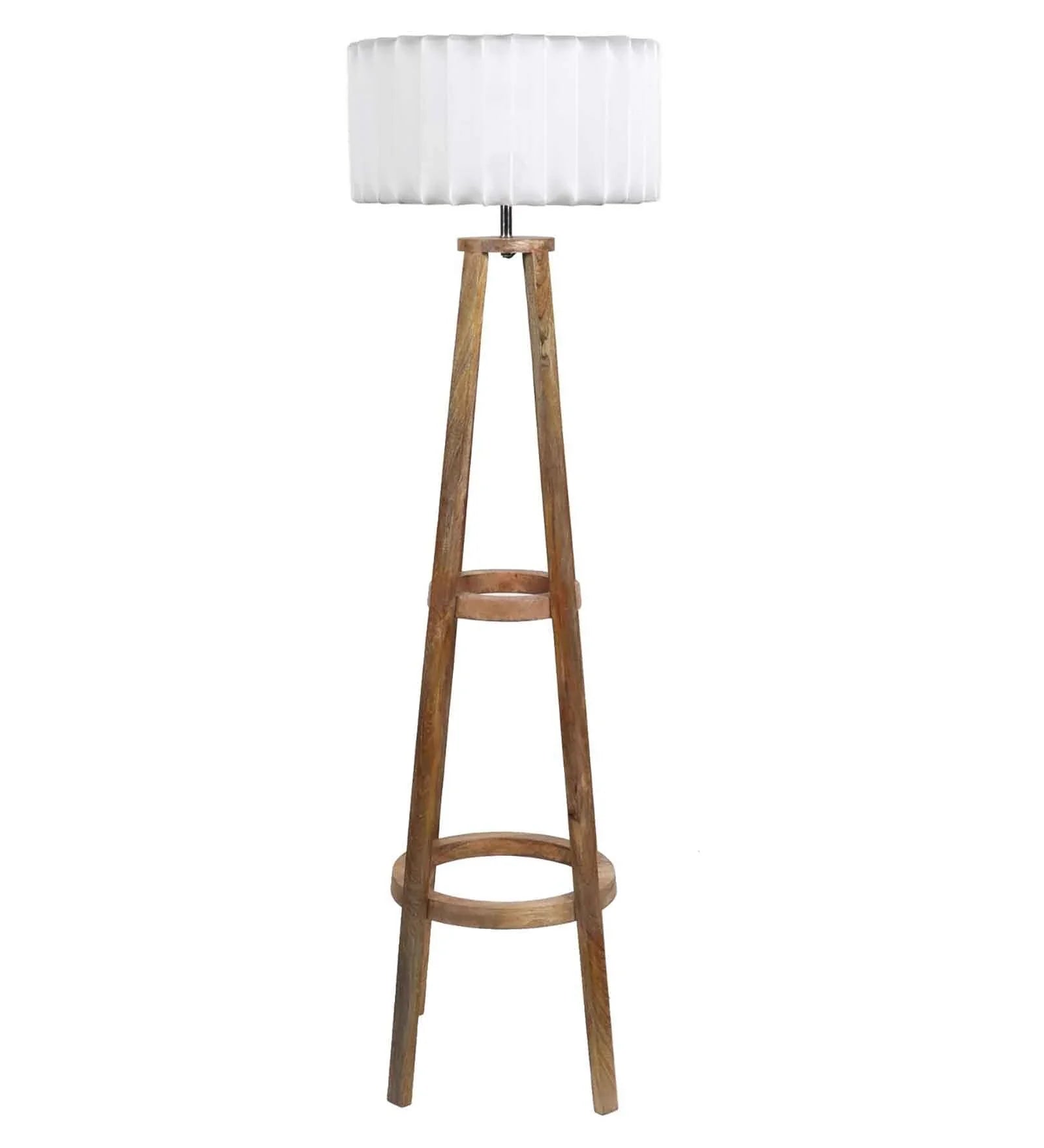 Tripod Floor Lamp With Wood Base For Living Room