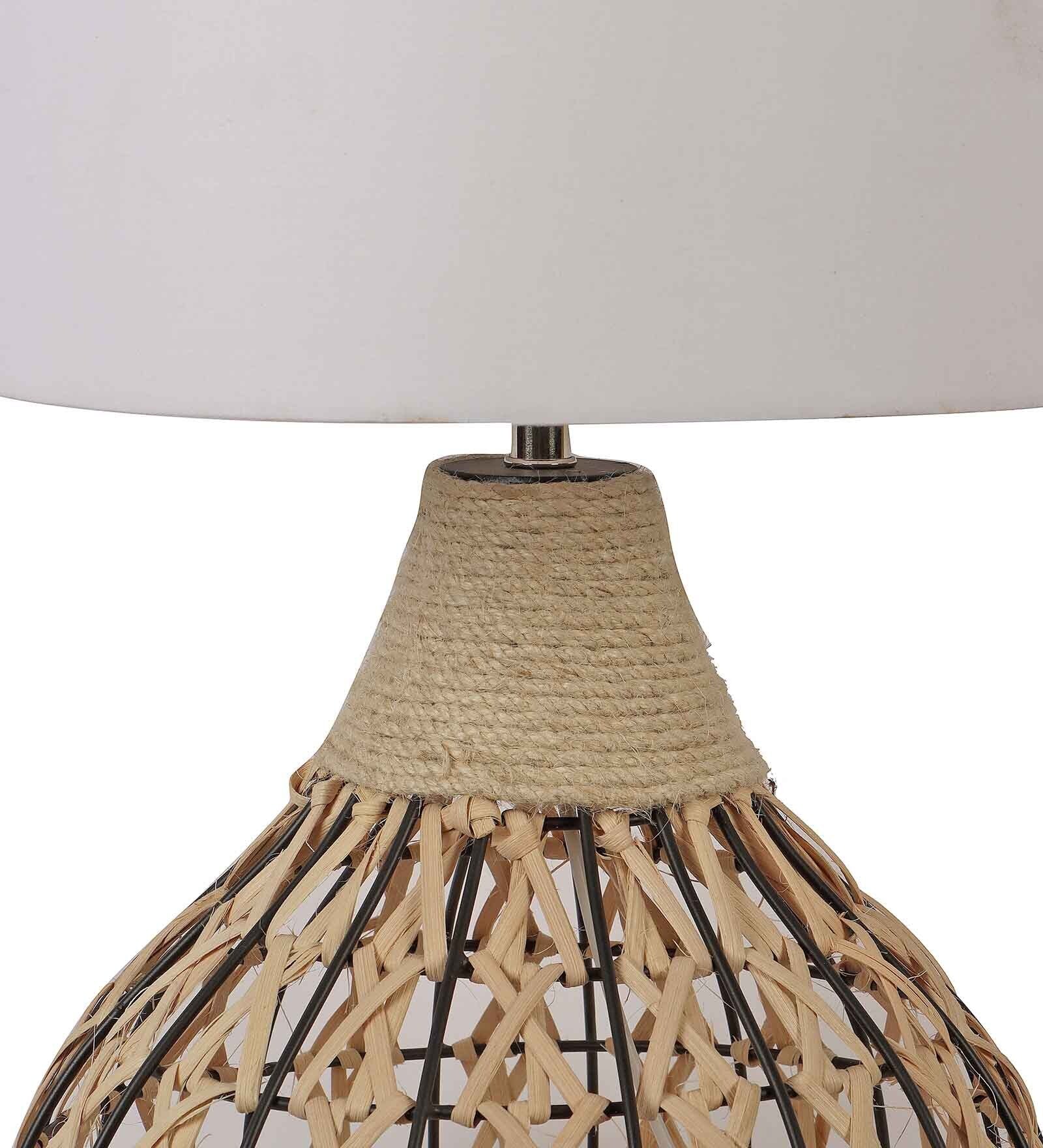 Fabric Bambo Rope Table Lamp With Shade