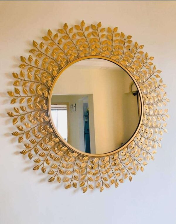 Golden Round Mirror