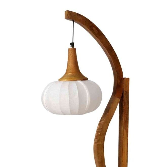 Designer Floor Lamp With Wood Base, For Living Room, Bedroom